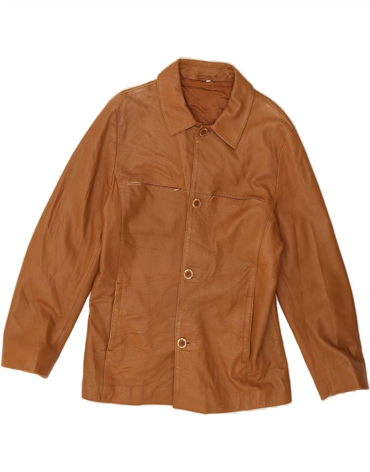 VINTAGE Mens Leather Jacket IT 48 Medium Brown Leather Vintage Vintage and Second-Hand Vintage from Messina Hembry 