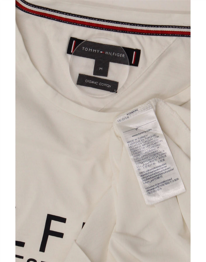 TOMMY HILFIGER Mens Graphic T-Shirt Top Medium White Cotton