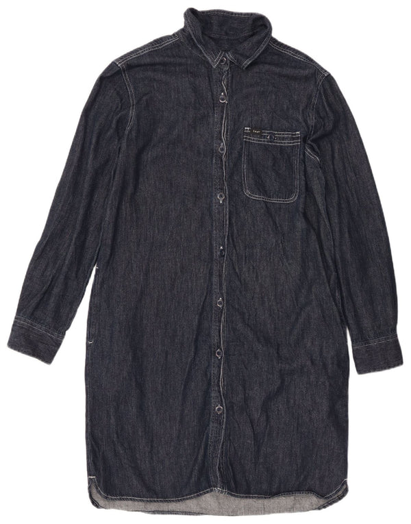 Lee Womens Denim Shirt Dress UK 14 Medium Navy Blue Cotton