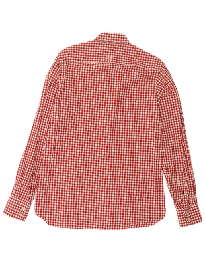 Tommy Hilfiger Mens Regular Fit Shirt Small Red Gingham Cotton