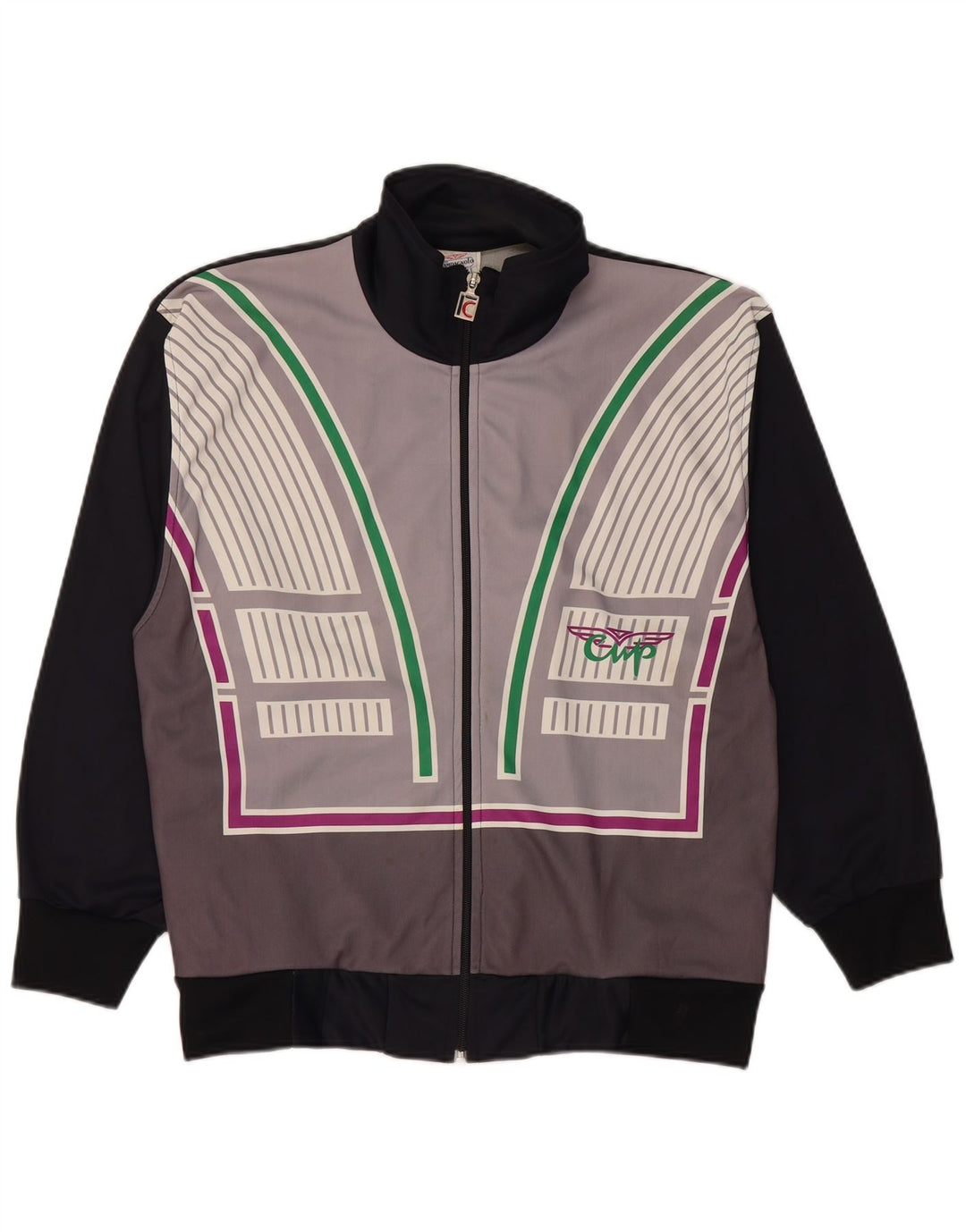 F.LLI Campagnolo Herren-Trainingsanzug-Top-Jacke, UK 36, S, Schwarz, Farbblock