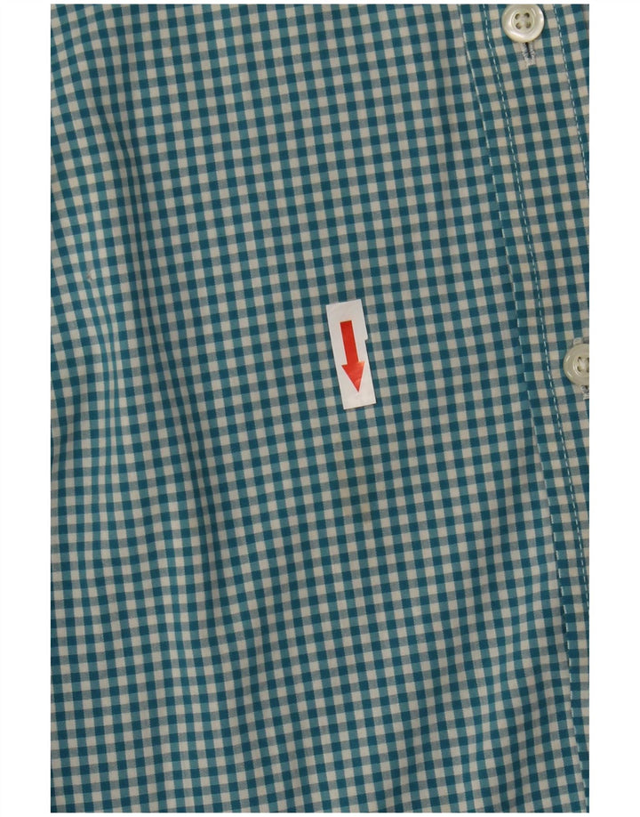 Izod Mens Shirt Large Blue Gingham Cotton