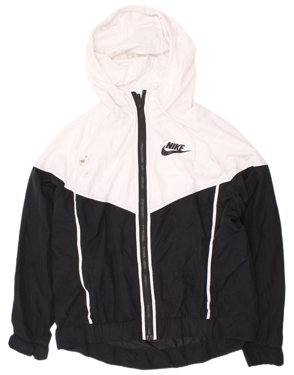 Nike Mens Hooded Tracksuit Top Jacket Medium White Colourblock Polyester
