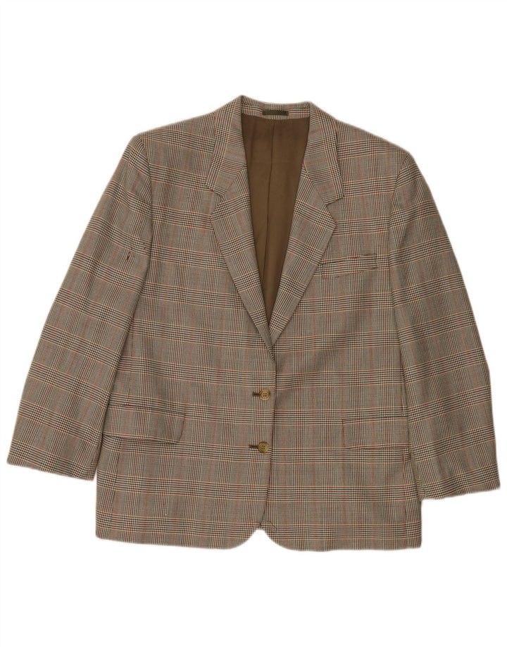 Giacca blazer da donna a 2 bottoni Burberrys UK 14 grande lana pied de poule verde