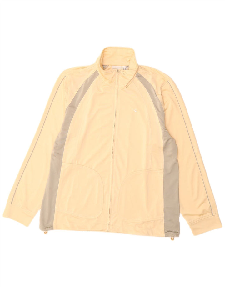 Diadora Womens Tracksuit Top Jacket UK 18 XL  Beige Colourblock Polyester