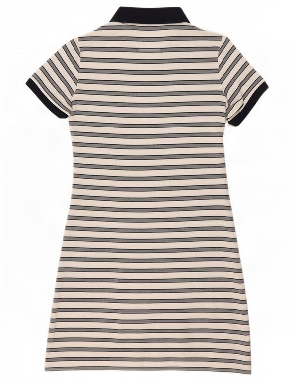 Lacoste Womens Polo Dress Size 44 Large White Striped Cotton