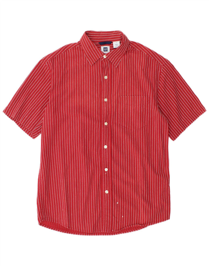 Gap Mens Short Sleeve Shirt Small Red Striped Cotton