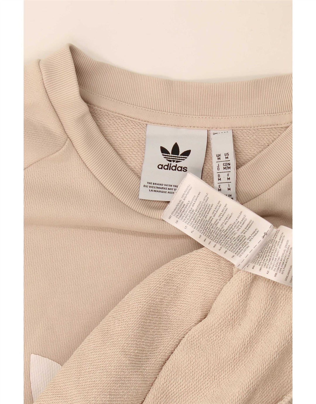Adidas Mens Graphic Sweatshirt Jumper Medium Beige Cotton