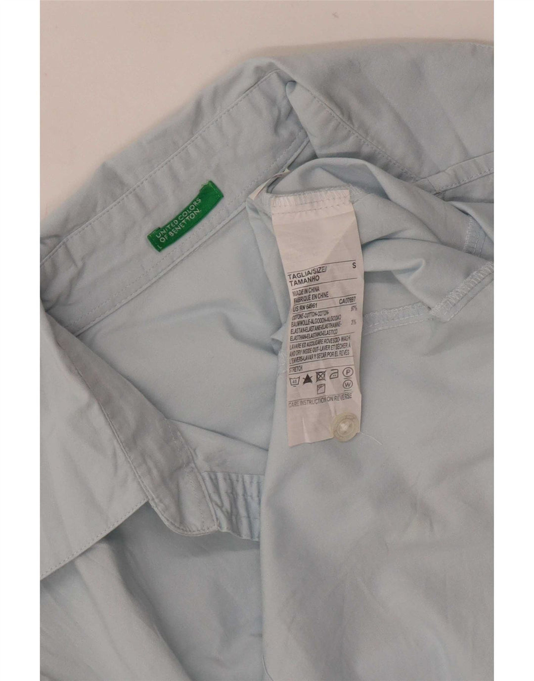 Γυναικείο πουλόβερ Benetton πουκάμισο UK 10 Small μπλε βαμβακερό