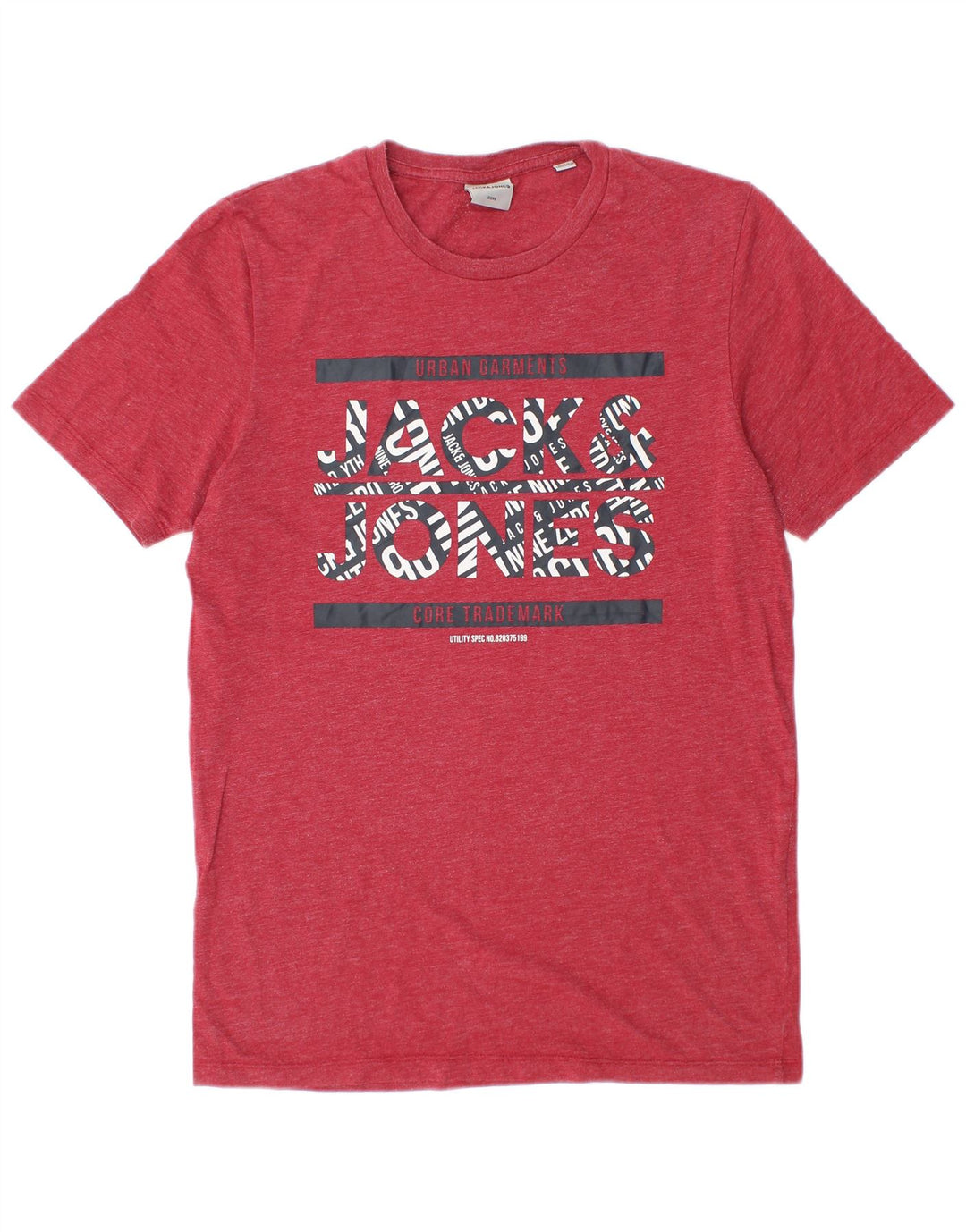 Jack & Jones Mens Graphic T-Shirt Top Medium Red Flecked Cotton