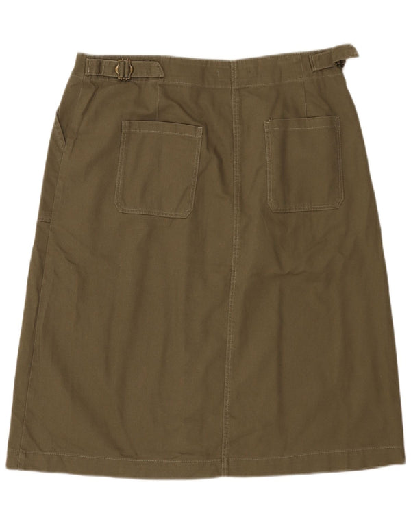 Marks & Spencer Damen A-Linienrock UK 16 Large W36 Khaki Baumwolle
