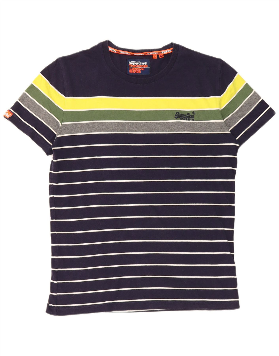 T-shirt da uomo Superdry Top in cotone color block medio blu navy
