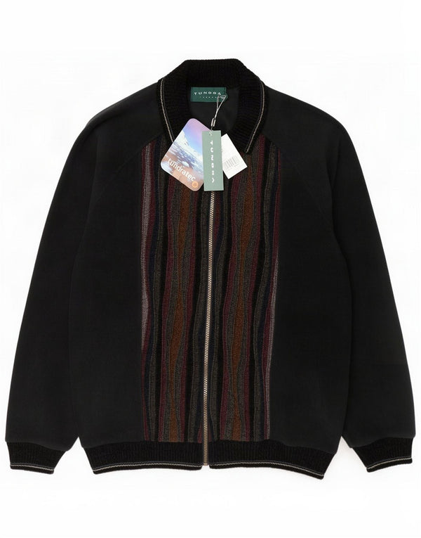 Jaqueta de lã masculina Tundra UK 40 grande poliéster listrado preto