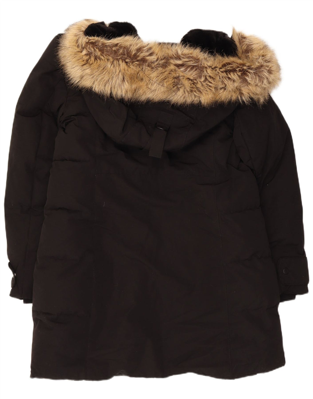 Zara Womens Hooded Padded Coat UK 16 Large Black Polyester