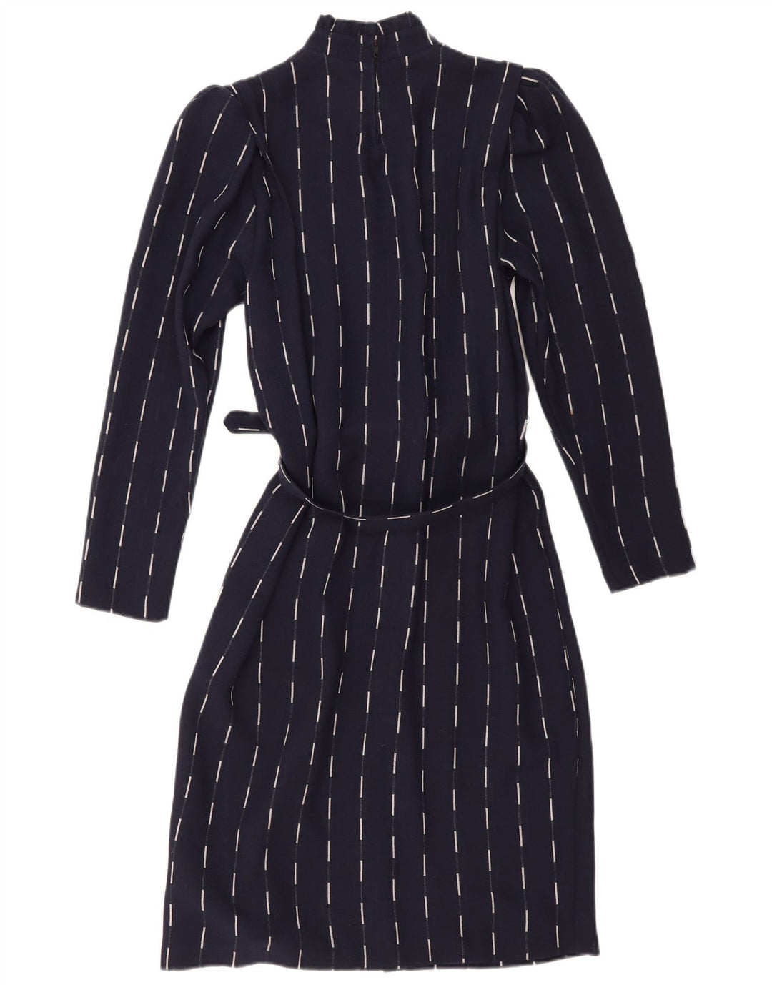 Rochie de bază cu mânecă lungă de epocă pentru femei UK 12 Medium bleumarin cu dungi
