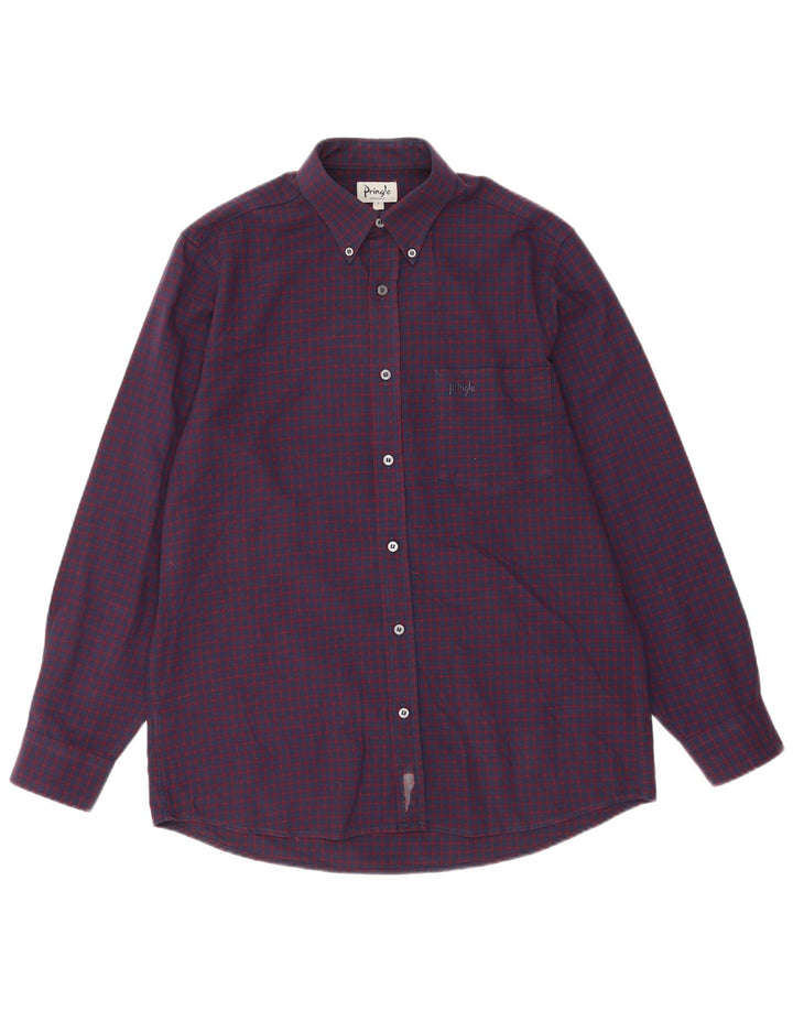 Camicia da uomo Pringle piccola in poliestere a quadretti viola