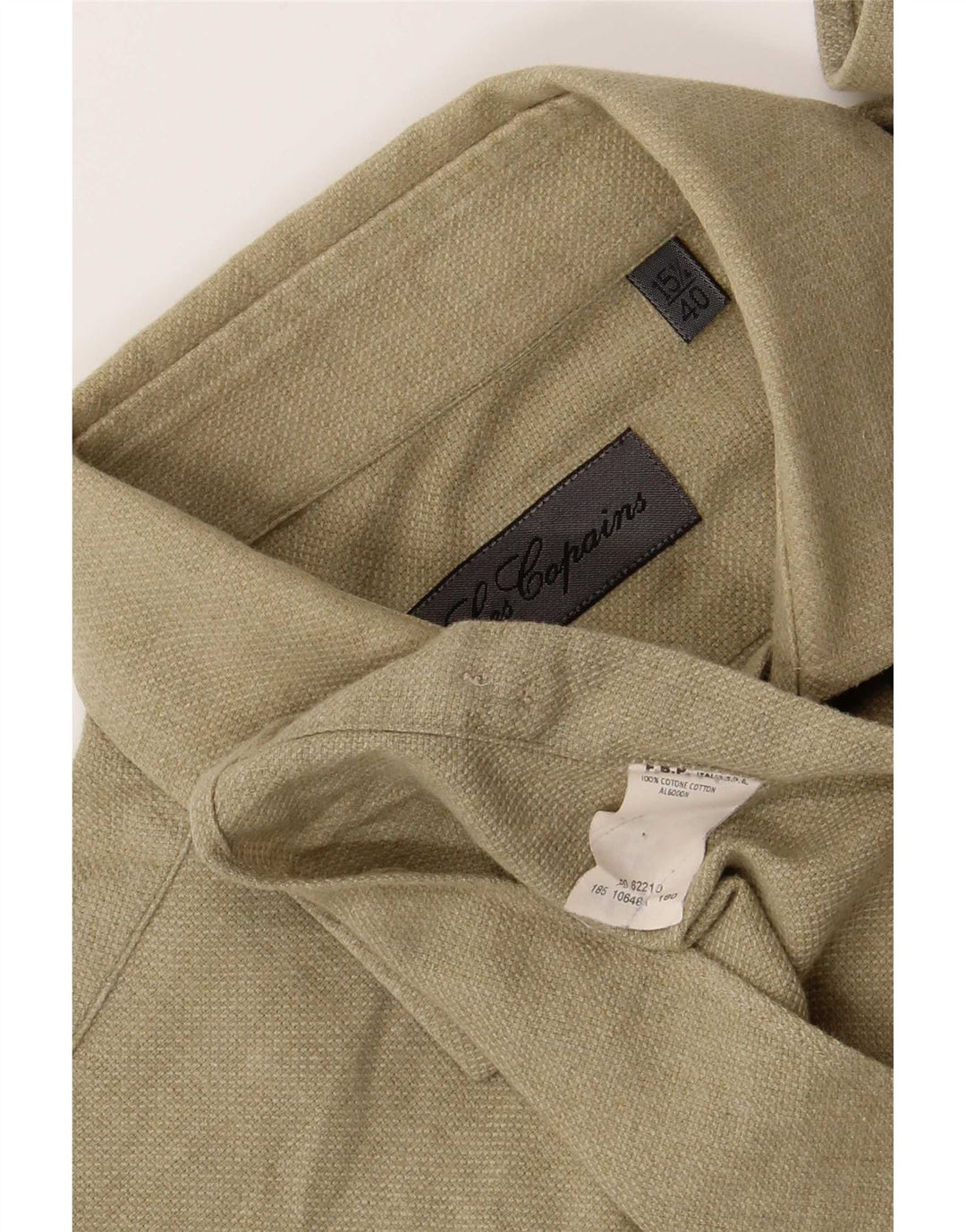 Les Copains Mens Regular Fit Shirt Size 15 1/2 40 Medium Green Cotton