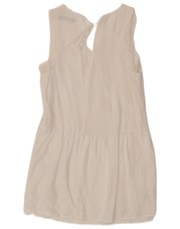 Zara Robe droite sans manches pour femme UK 10 Petit lin blanc