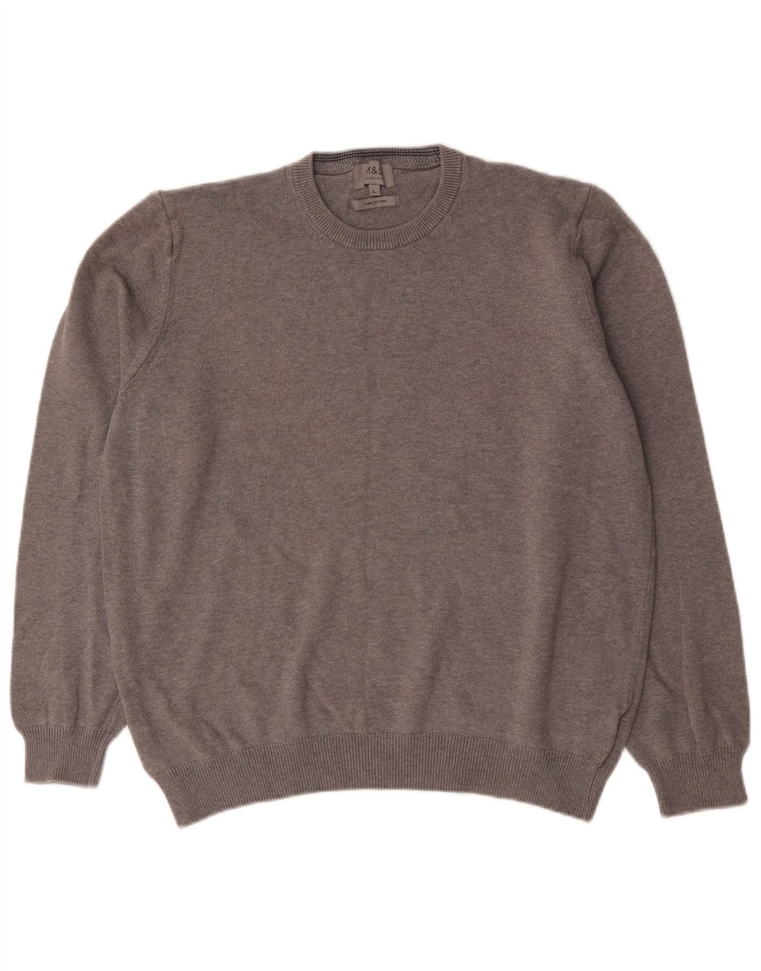 Marks & Spencer Mens Crew Neck Jumper Sweater Large Grey Cotton