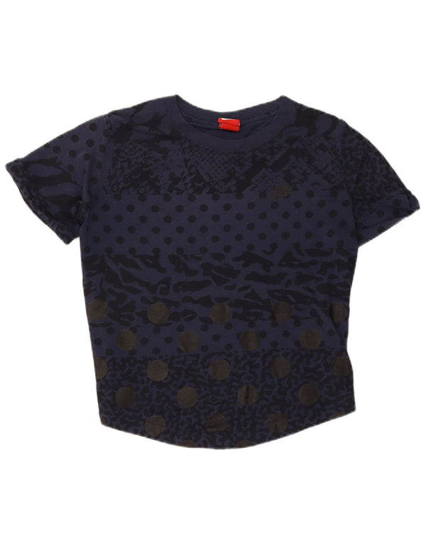 Nike Damen-T-Shirt mit abstraktem Muster, Gr. 14, mittleres Marineblau