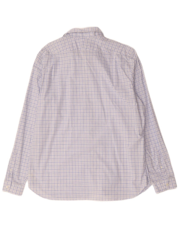 Lacoste Herren-Slim-Fit-Hemd, Größe 46, 2XL, blau karierte Baumwolle