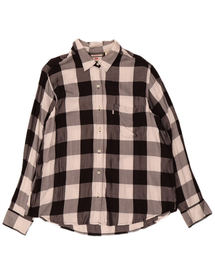 Levi's Womens Boyfriend Flannel Shirt UK 16 Large Black Gingham