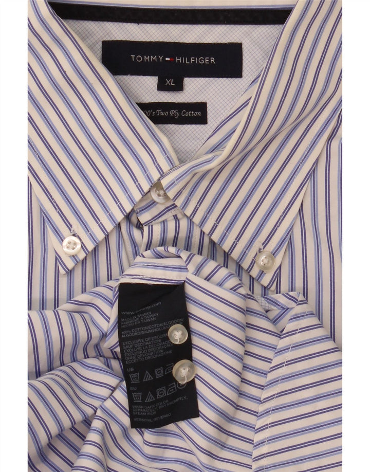 Tommy Hilfiger Mens Shirt XL Blue Striped Cotton