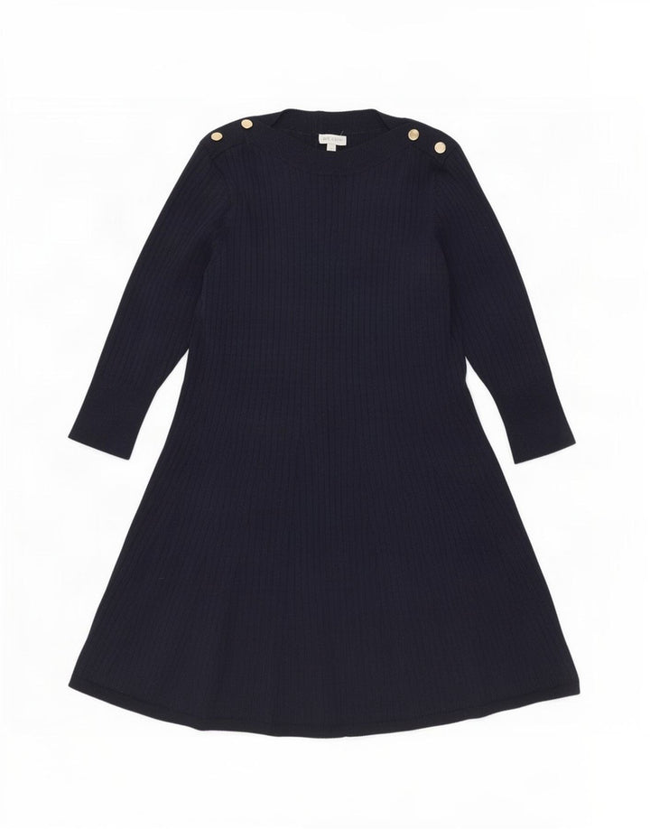 Monsoon Womens Jumper Dress UK 16 Large Navy Blue Polyester