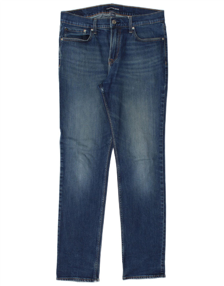 Jeans slim da uomo Calvin Klein W32 L34 cotone blu