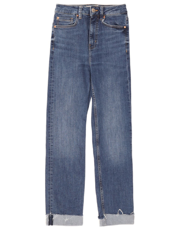 Marks & Spencer Womens High Rise Straight Jeans UK 6 XS W24 L26 Blue Cotton