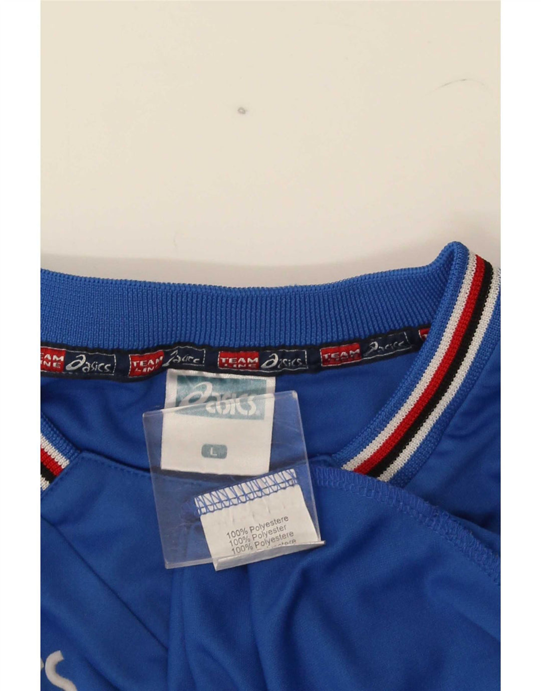 Asics Maglietta grafica da uomo a maniche lunghe in poliestere a righe grandi blu