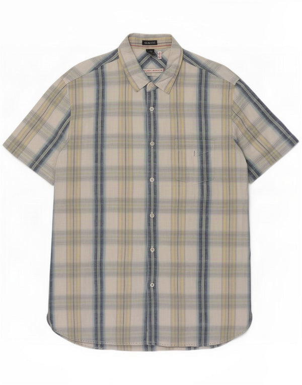 White Stuff Ανδρικό πουκάμισο Slim Fit Medium Blue καρό λινό