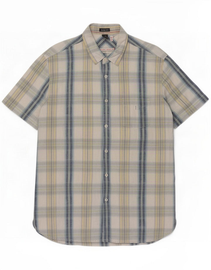 White Stuff Herre Slim Fit skjorte Medium Blue Plaid Linen