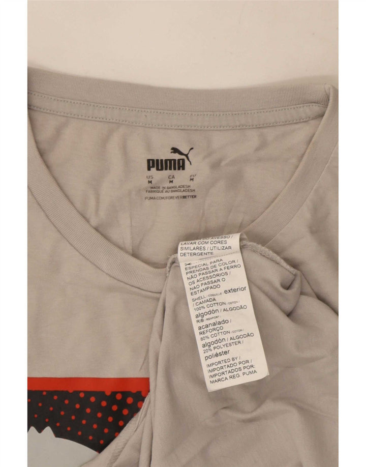 T-shirt grafica da uomo Puma Top in cotone grigio medio