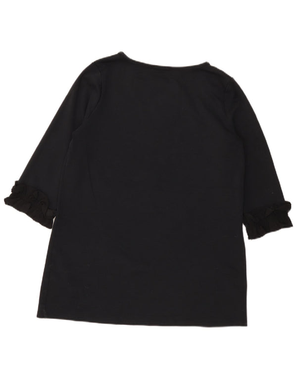 Top tunica manica 3/4 da donna Marks & Spencer UK 12 cotone nero medio