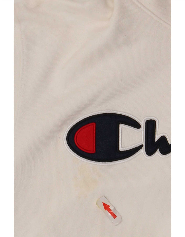 Champion Mens Graphic Hoodie Jumper Medium White Cotton
