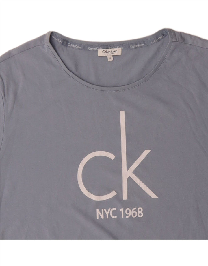 CALVIN KLEIN Mens Graphic T-Shirt Top Medium Blue Cotton