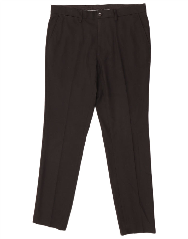 Marks & Spencer Mens Skinny Suit Trousers W34 L31 Black Polyester