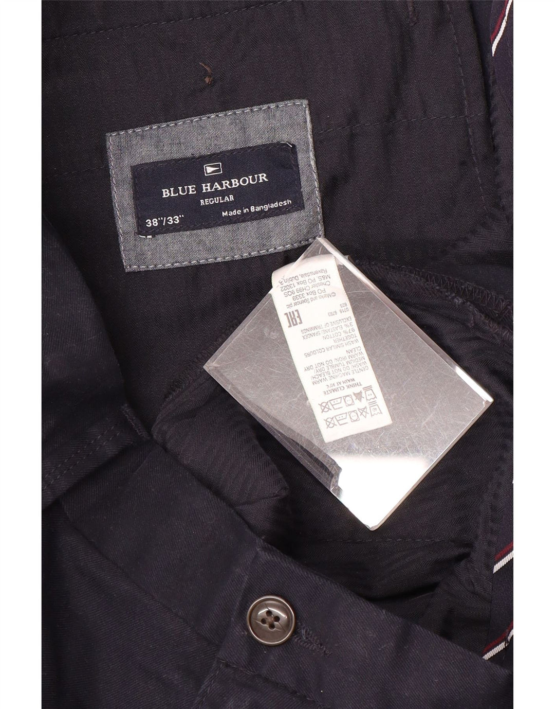 Marks & Spencer Mens Blue Harbour Regular Chino Trousers W38 L33 Navy Blue