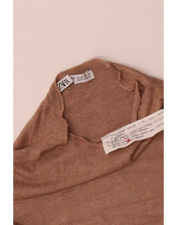 Blusa feminina Zara Top UK 14 viscose bege médio