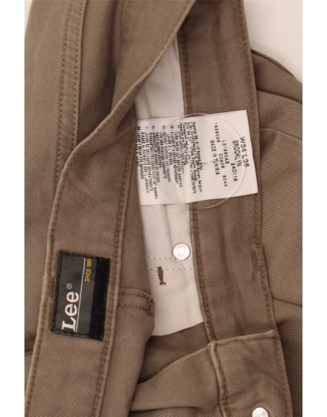 Lee Herren Brooklyn Straight Jeans W34 L33 Beige Baumwolle