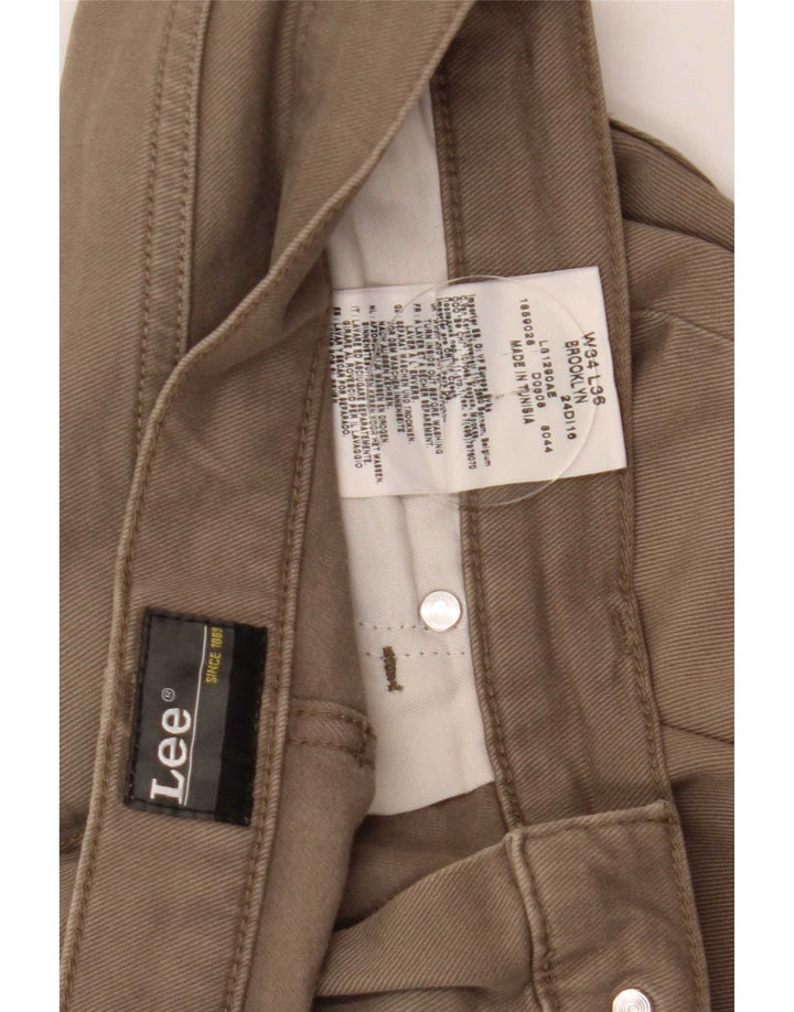 Lee Herren Brooklyn Straight Jeans W34 L33 Beige Baumwolle
