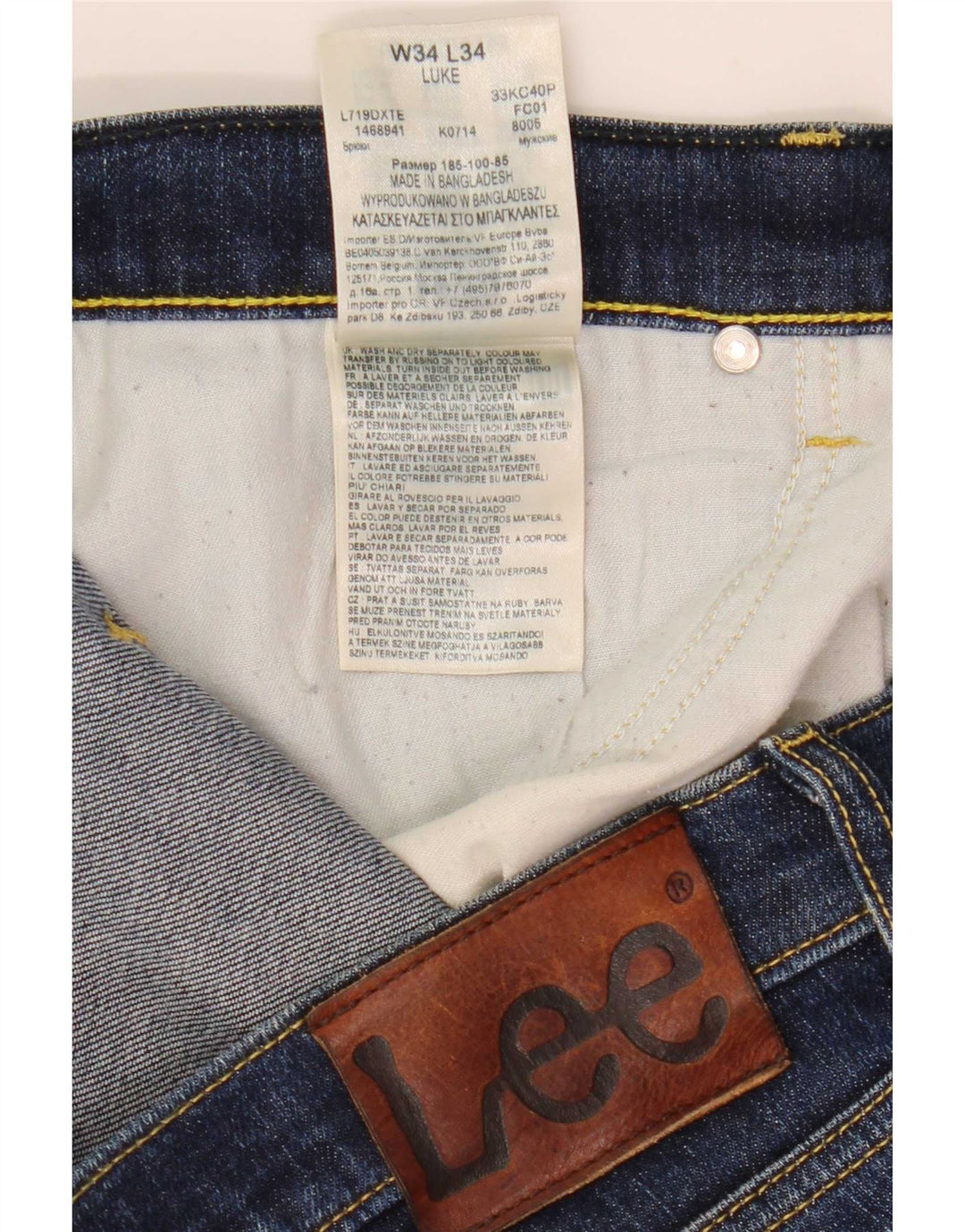 Lee Herren Luke Slim Jeans W34 L30 Marineblau Baumwolle