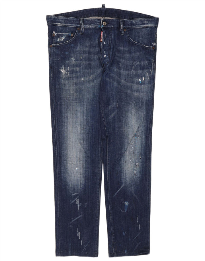 Dsquared2 Womens Distressed Slim Jeans IT 52 2XL W36 L29 Blue Cotton