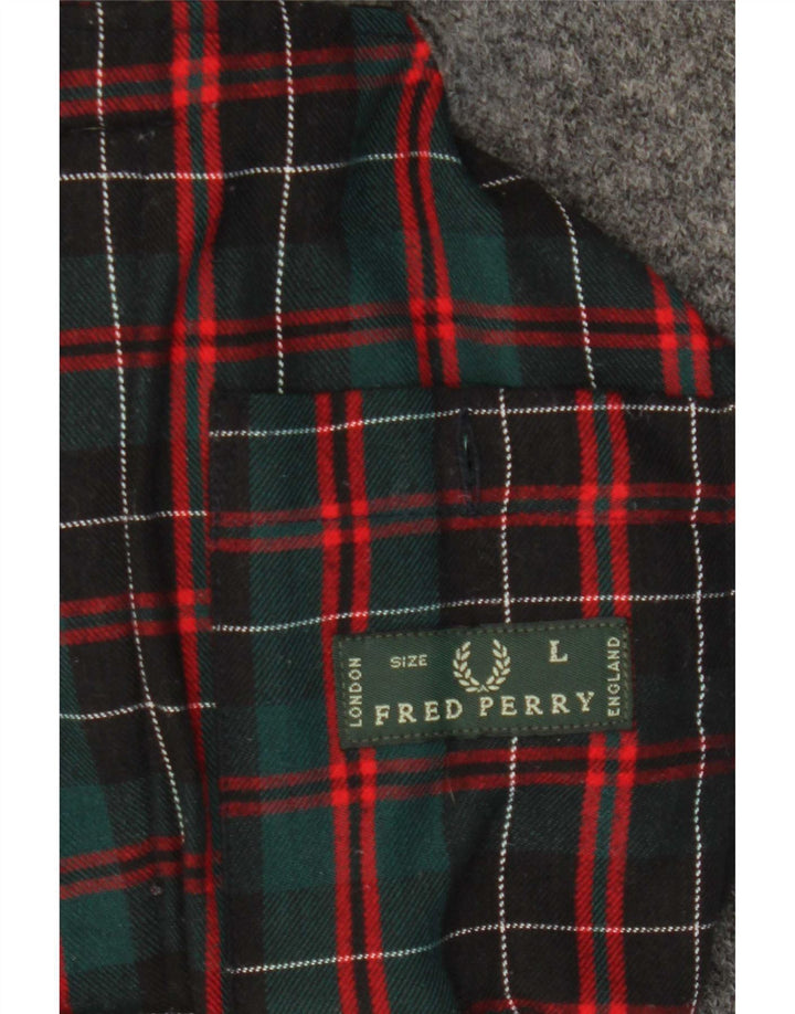 Fred Perry Mens Knit Duffle Jacket UK 40 Large Grey Wool