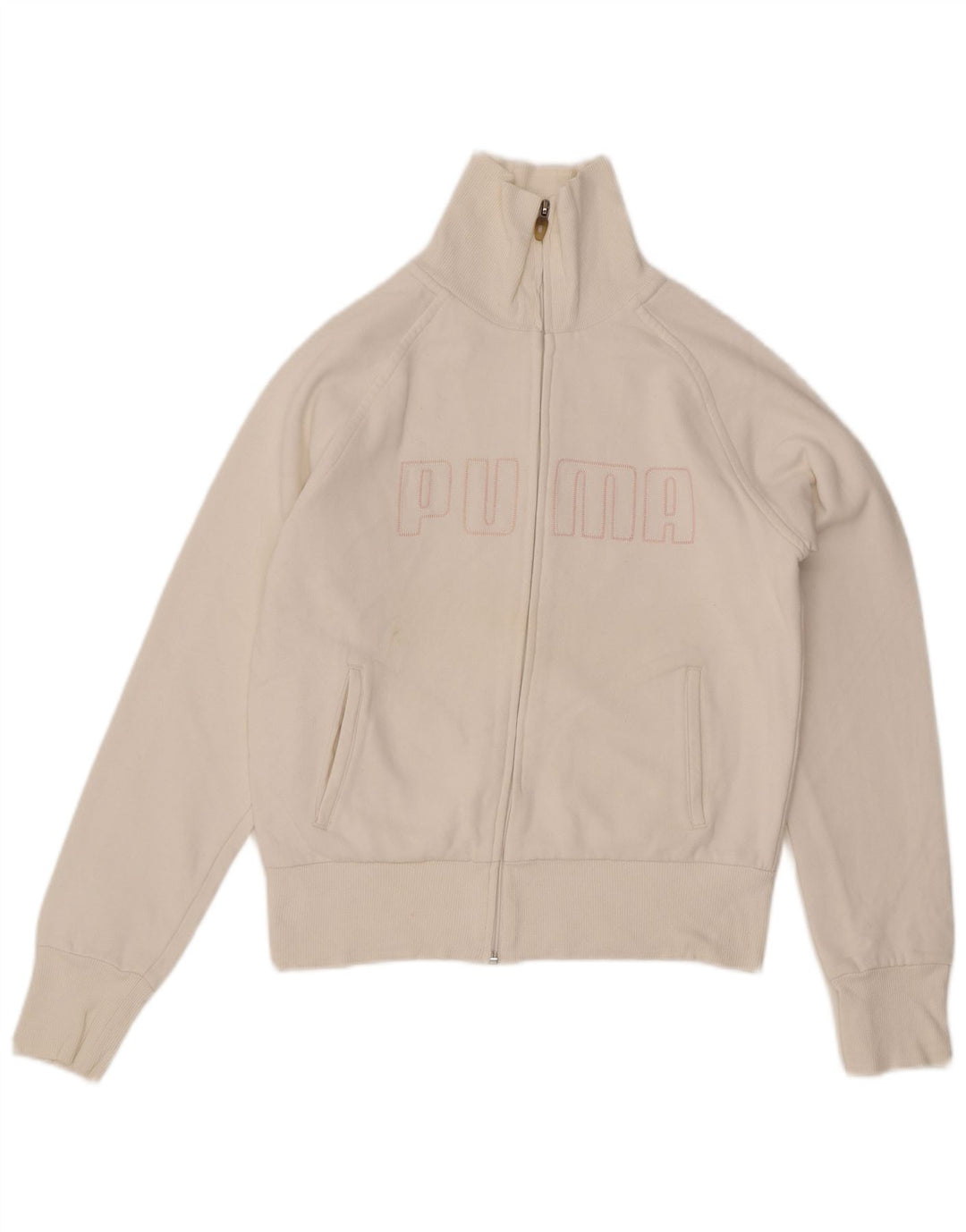 PUMA Womens Graphic Tracksuit Top Jacket UK 14 Medium White