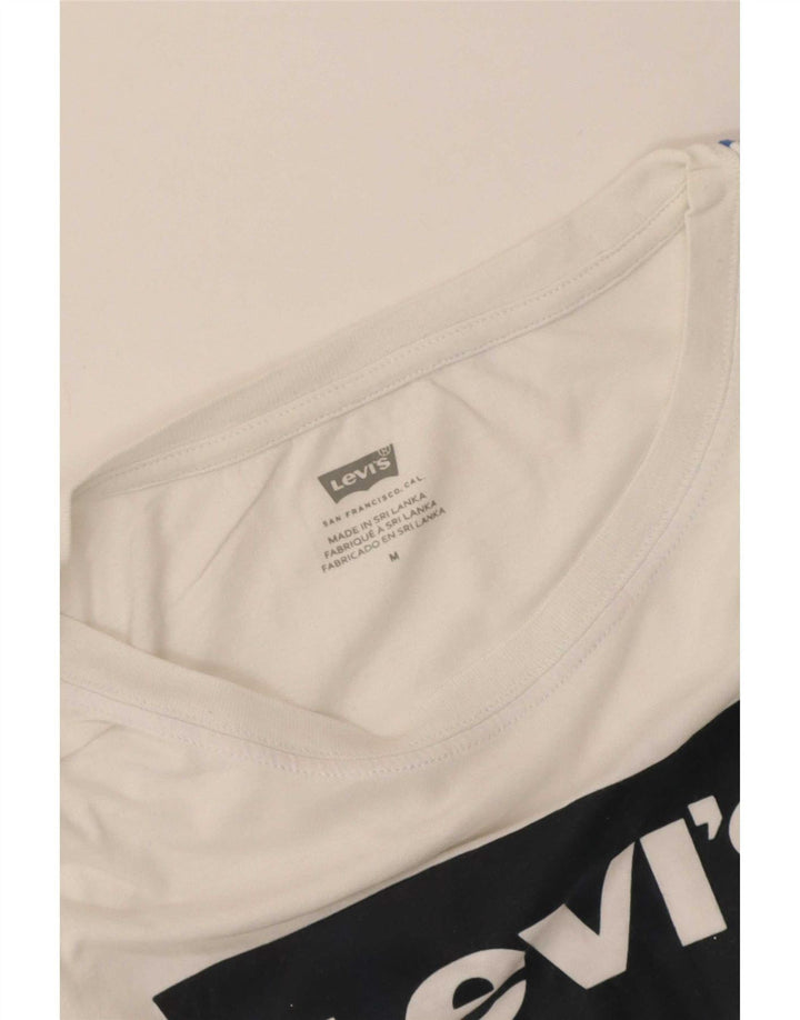 Levi's Womens Crop Oversized Graphic T-Shirt Top UK 14 Medium White