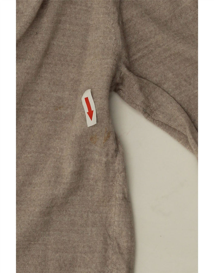 REISS Mens Zip Neck Jumper Sweater Large Grey Wool