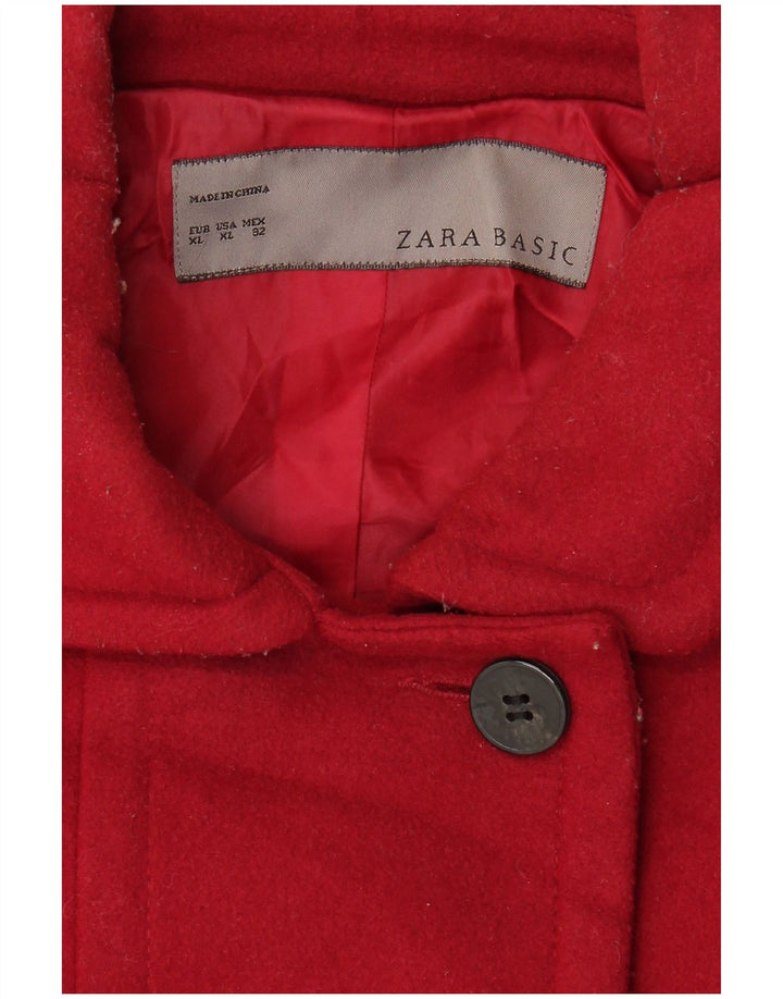 Zara Womens Pea Coat UK 18 XL Red