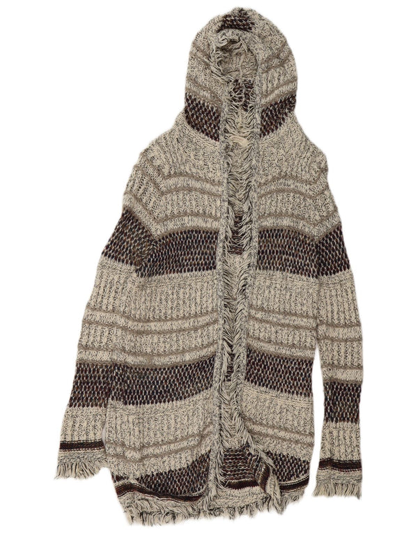 ZARA Womens Longline Hooded Cardigan Sweater UK 14 Medium Multicoloured